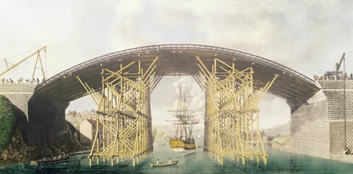 アイアンブリッジオーバーザウェア、1796（カラー彫刻）